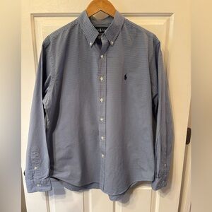 Ralph Lauren Polo Button-Up Blue Checkered Men's Shirt ~ Size Large